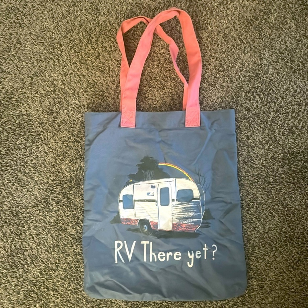 Camping Hobo Shoulder Bag. Sublimated Reusable cotton canvas “RV There Yet?” Bag